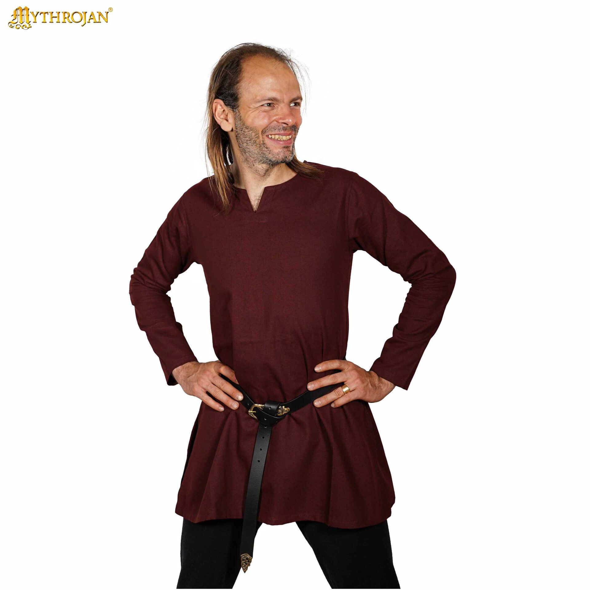 Medieval cotton tunic model Raider, brown color