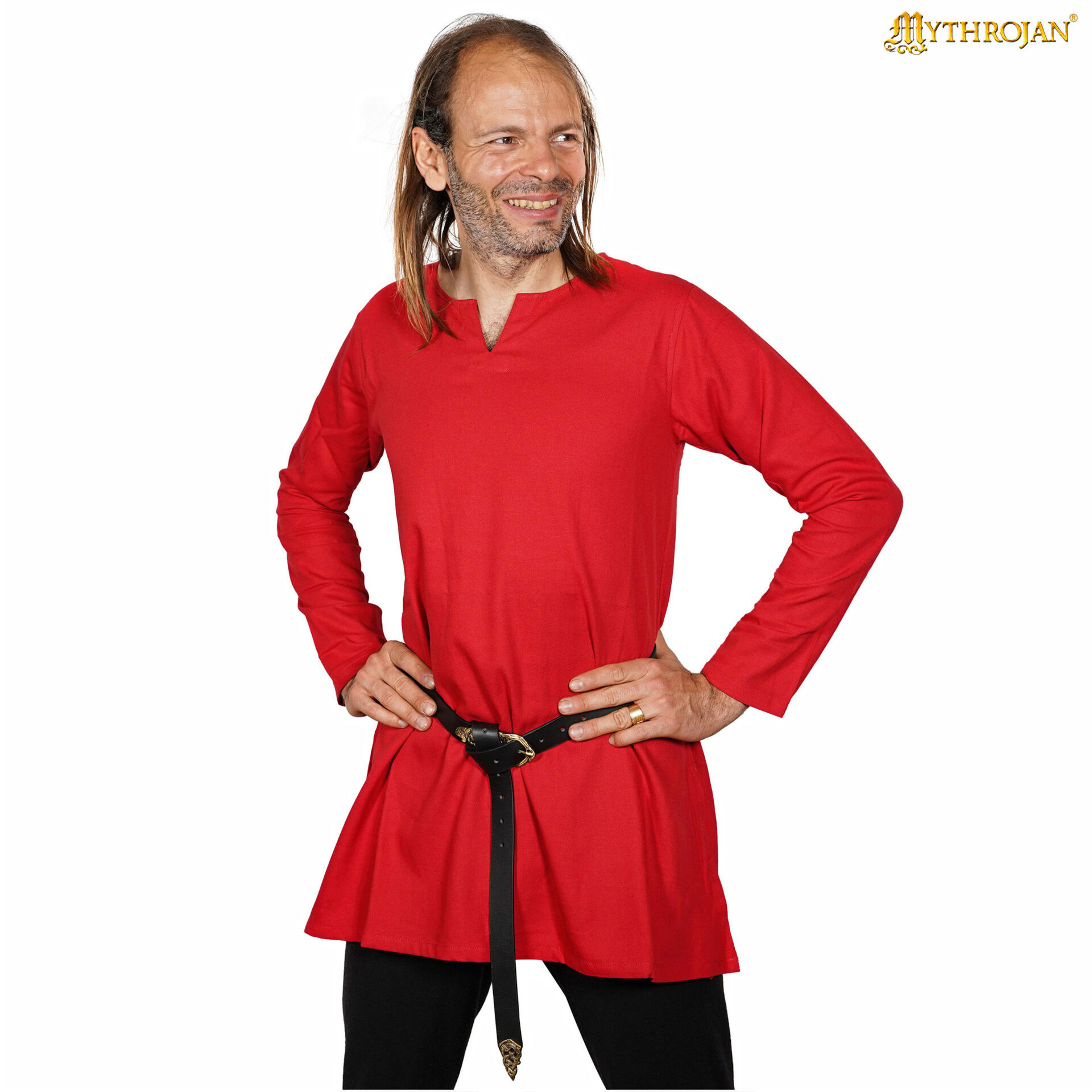 Medieval cotton tunic model Raider, red color