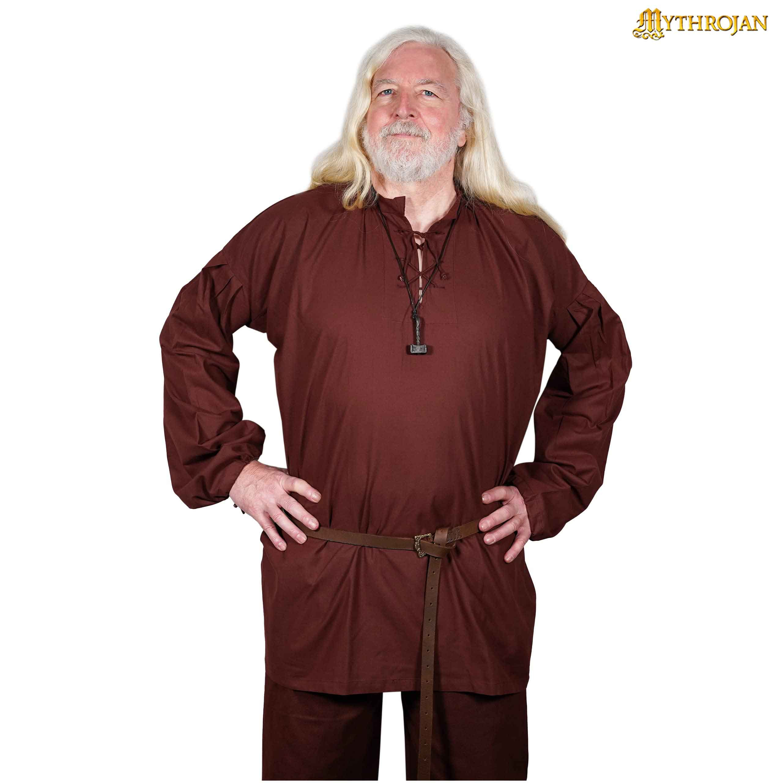 Viking cotton shirt model Adventurer, brown color