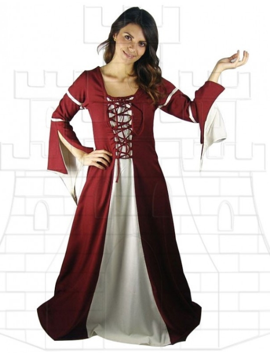 Vestido medieval mujer Rojo Crema - Miniature of the templar knights