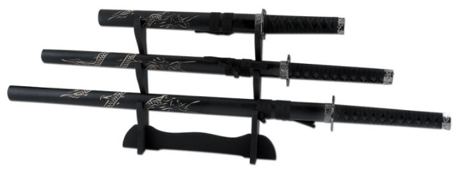 Set Chokuto KatanaWakizashiTantoStand - Chinese Swords