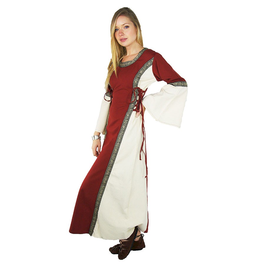 Medieval dress woman Angie red white natural 1737822213 - Top 10 Best-Selling Medieval Dresses for Women in 2024: Discover Them!